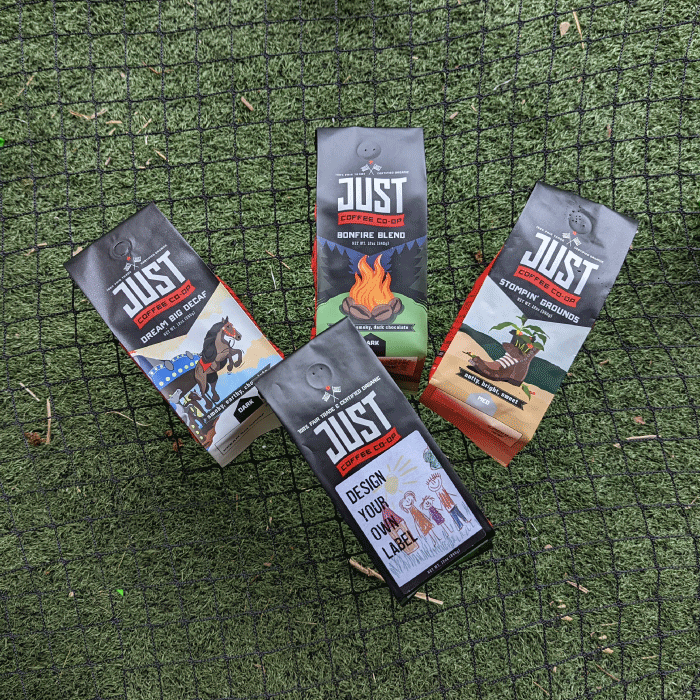 Coffee bags on a net